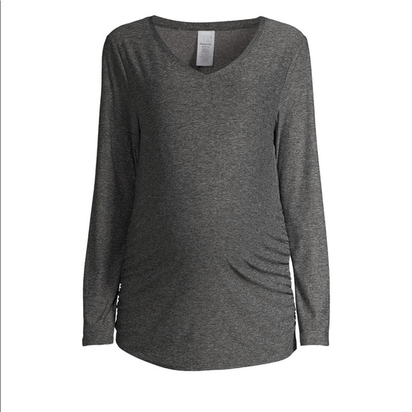 Maternity V-Neck T-shirt with Long Sleeves - Picture 4 of 6